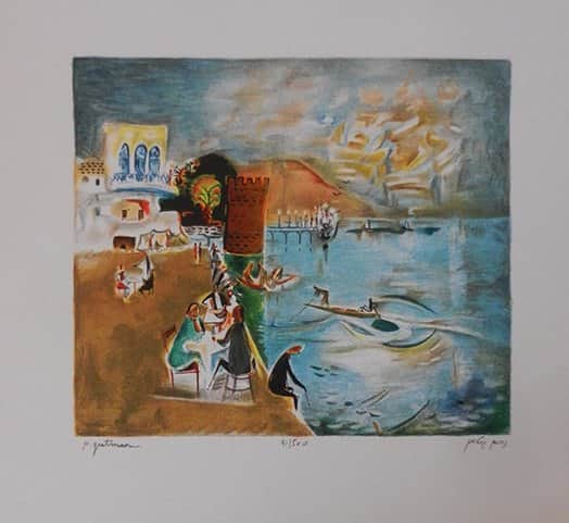 טיילת בטבריה מאת נחום גוטמן - ליטוגרפיות | גלריה רעות