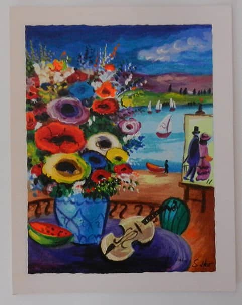 פרחים באגם מאת אלטר שלמה - ליטוגרפיות | גלריה רעות