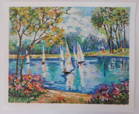 פרחים באגם מאת דמיטרי פולק - ליטוגרפיות | גלריה רעות