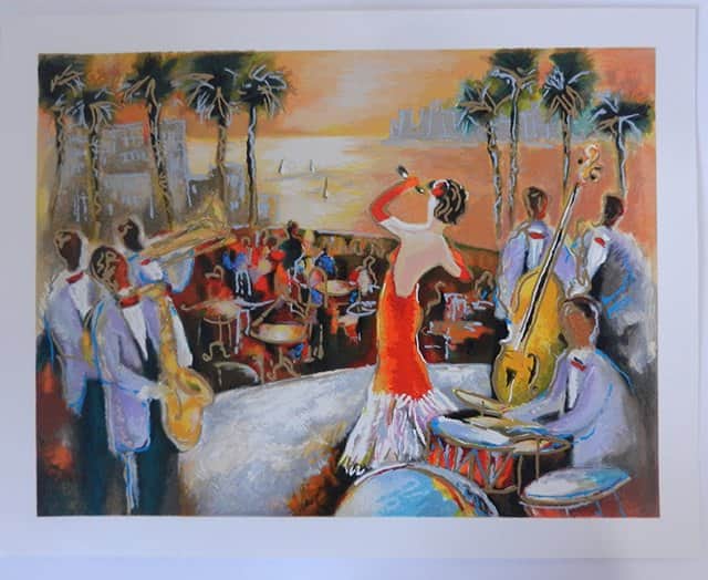 הופעת הזמרת מאת מיכאל רוזנווין - ליטוגרפיות | גלריה רעות