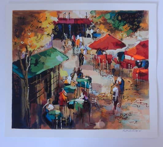 קפה בירוק מאת מיכאל רוזנווין - ליטוגרפיות | גלריה רעות