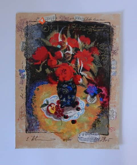 פרחים באדום מאת אלכס וטינה ויסוצקי - ליטוגרפיות | גלריה רעות