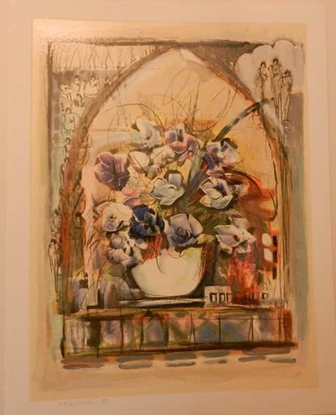 פרחים בכחול מאת אירית קלכמן - ליטוגרפיות | גלריה רעות