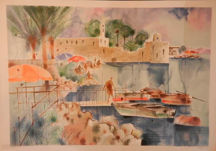 מעגן בטבריה מאת שמואל כץ - ליטוגרפיות | גלריה רעות