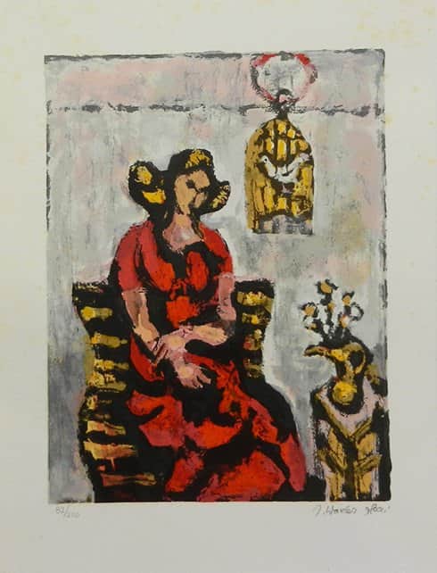 דמות באדום מאת יעקב וכסלר - ליטוגרפיות | גלריה רעות