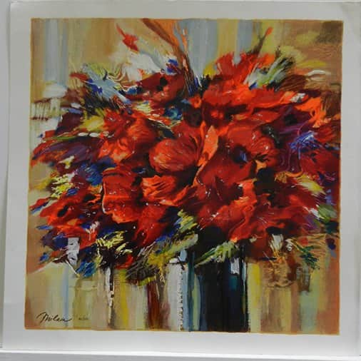 פרחים בוזה מאת מיכאל מילקין - ליטוגרפיות | גלריה רעות