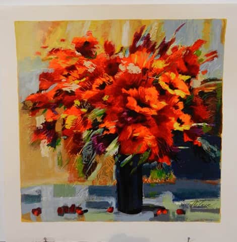 פרחים בכתום מאת מיכאל מילקין - ליטוגרפיות | גלריה רעות