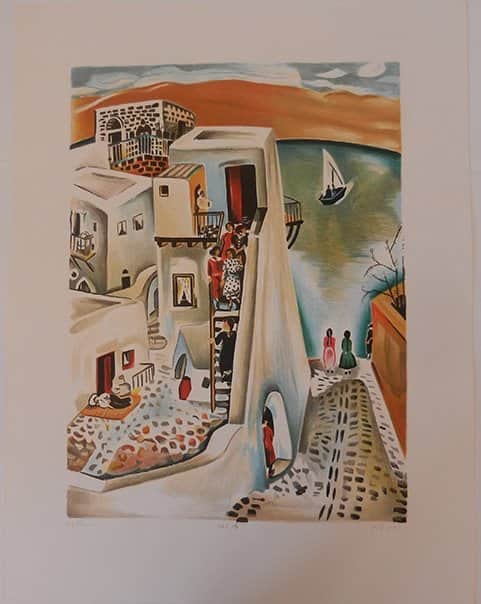 נשים במרפסת מאת נחום גוטמן - ליטוגרפיות | גלריה רעות