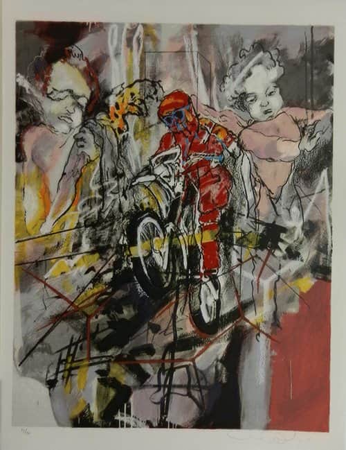 רוכב אופנוע מאת אורי ליפשיץ - ליטוגרפיות | גלריה רעות