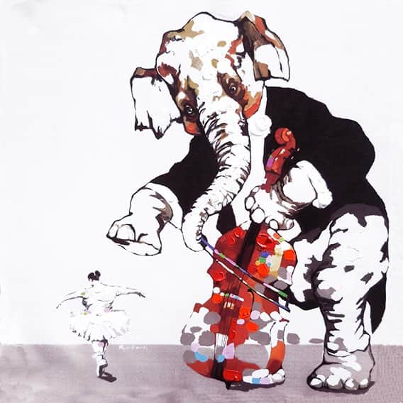 פיל מנגן ורקדנית מאת הדפסה על קנבס - הדפסות על קנבס | גלריה רעות